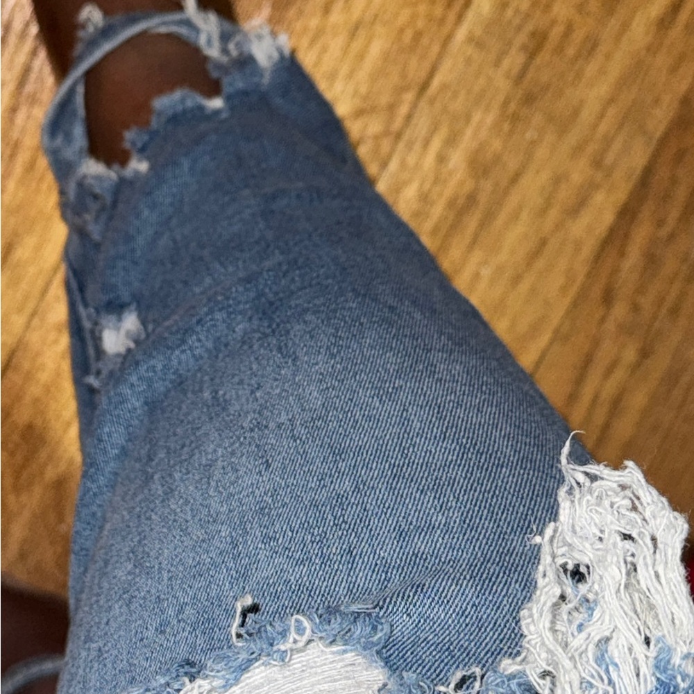 Good American Ripped Mid Wash Skinny Jeans
